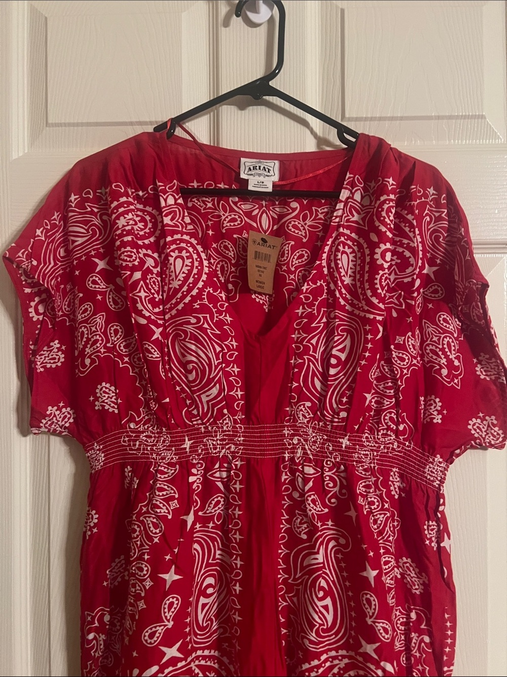 Ariya Red Bandana-Print Tunic Top - Picture 2 of 6